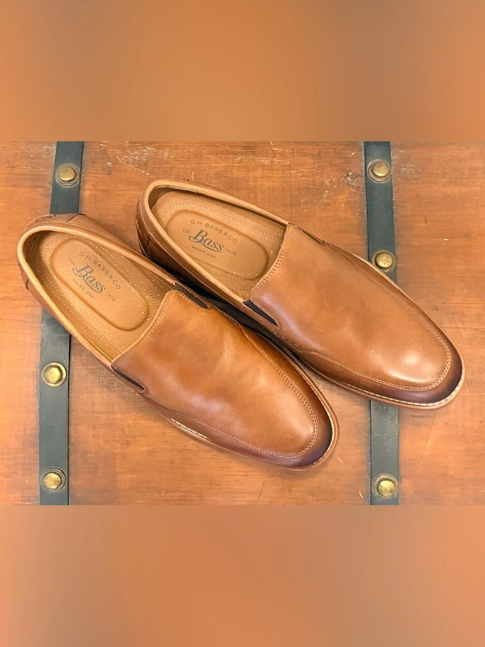 G.H. Bass & Co. Leather Slip-On Loafers in Cognac Brown